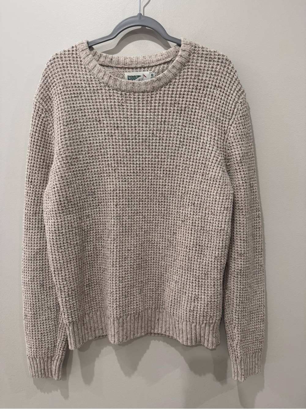Wellen Sz M Recycled Cotton Headlands Crewneck Sweater Fisherman Knit